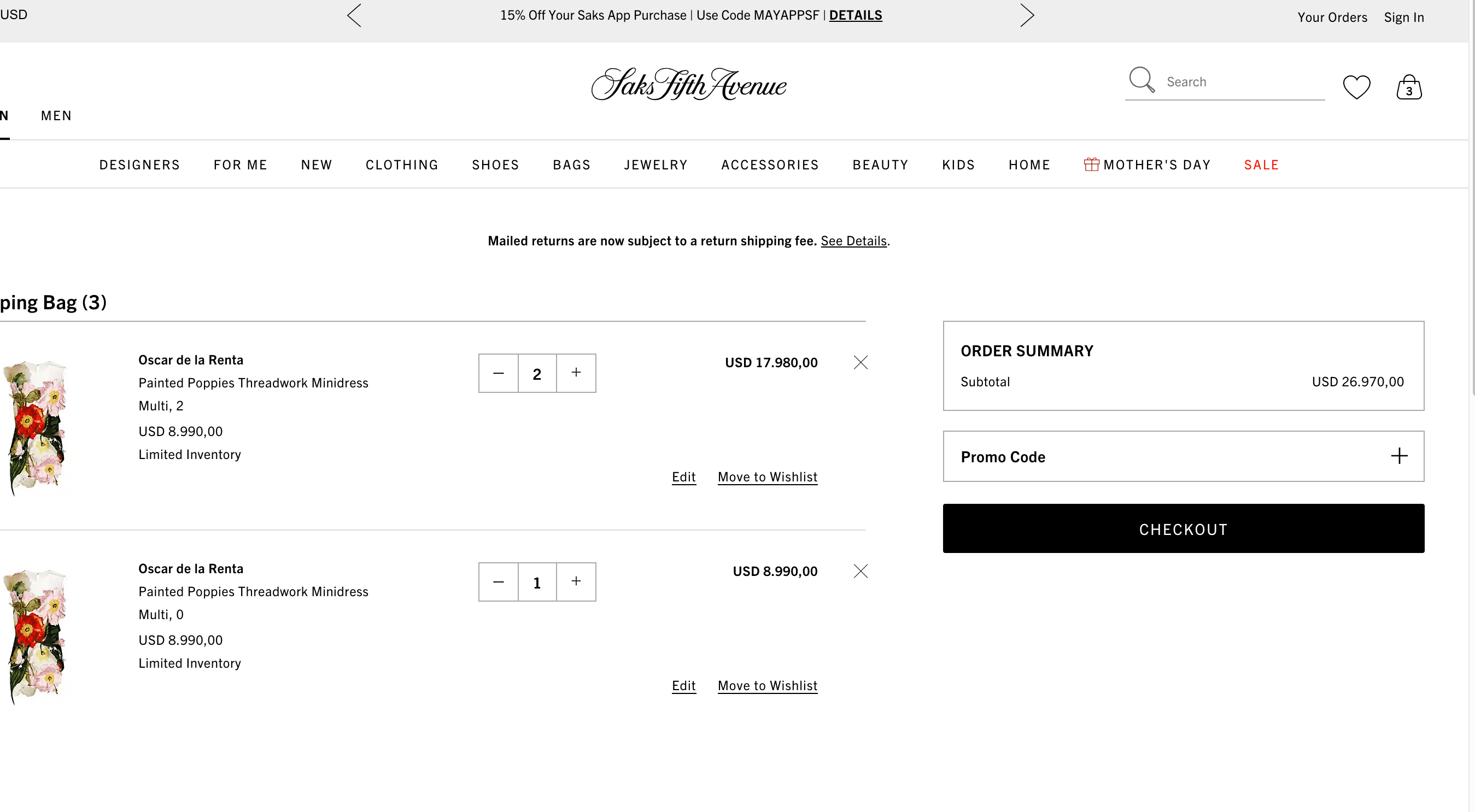 Saks Fifth Avenue apply coupon code